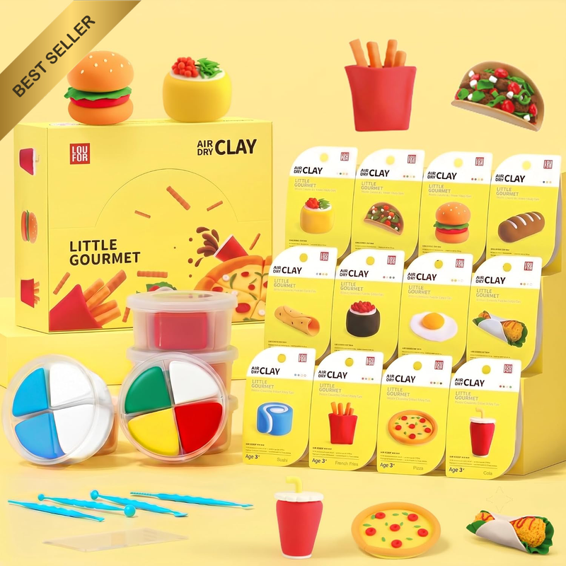 Air Dry Clay Kit for Kids,12 Food-Theme DIY Modeling Clay Art Crafts Set | Ultra