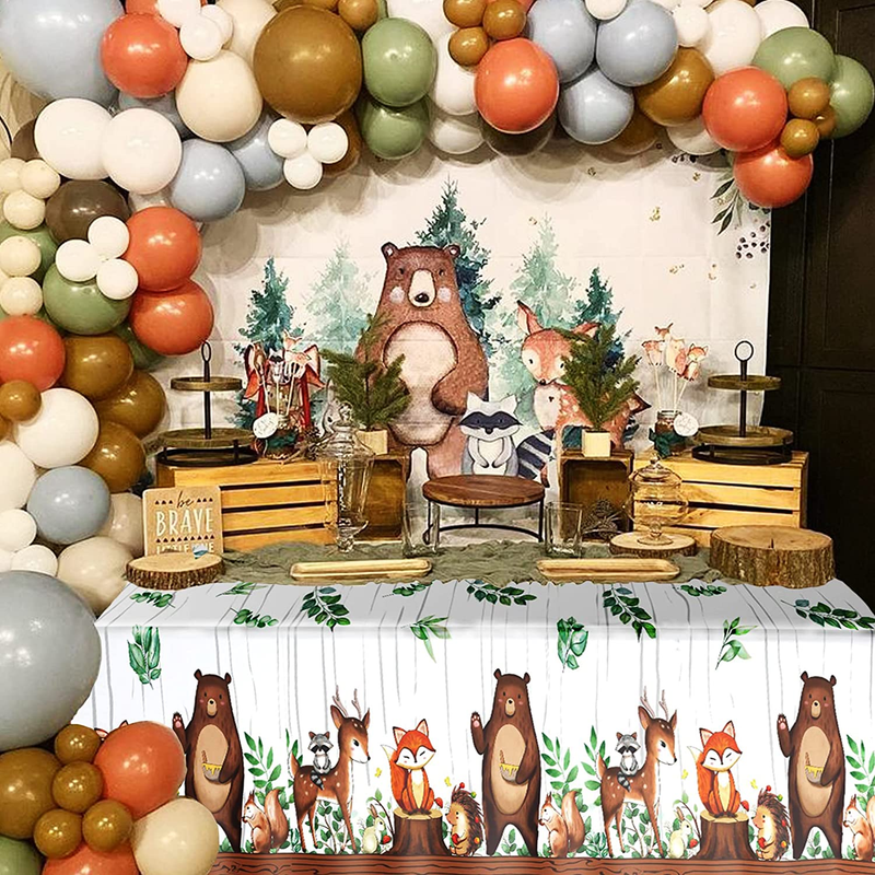 Woodland Animals Plastic Tablecloth Forest Wild Creatures Baby Shower Table Cove
