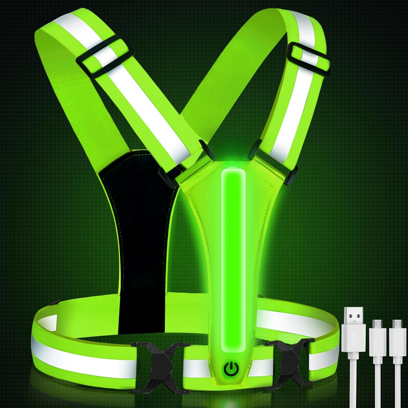 LED Running Vest, High Visibility Reflective Vest for Night Bike Riding Walking