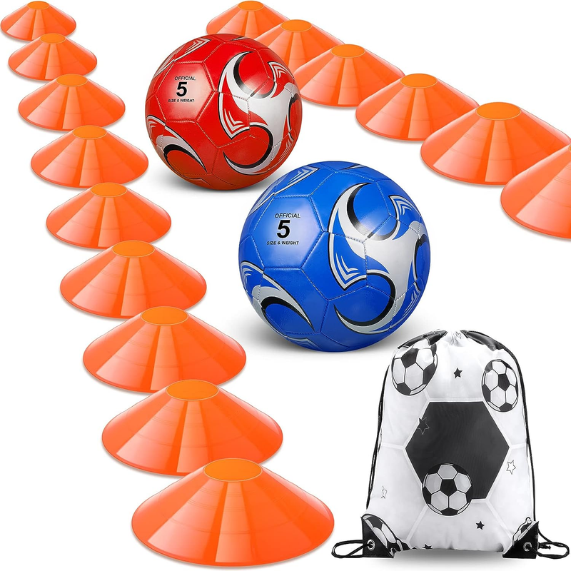 Kit Includes 20 Soccer Cones +2 Soccer Ball +carry Bag