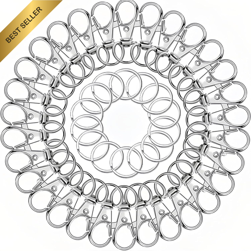 Key Rings Kit, Swivel Lobster Claw Clasps, 100PCS Metal Keychain Accessories wit