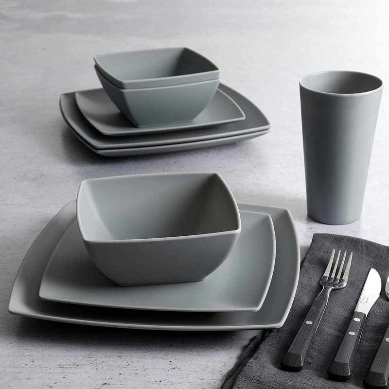 Gibson 99897.16R Home Soho Grayson Square Melamine Everyday 16 Pc Reactive Glaze