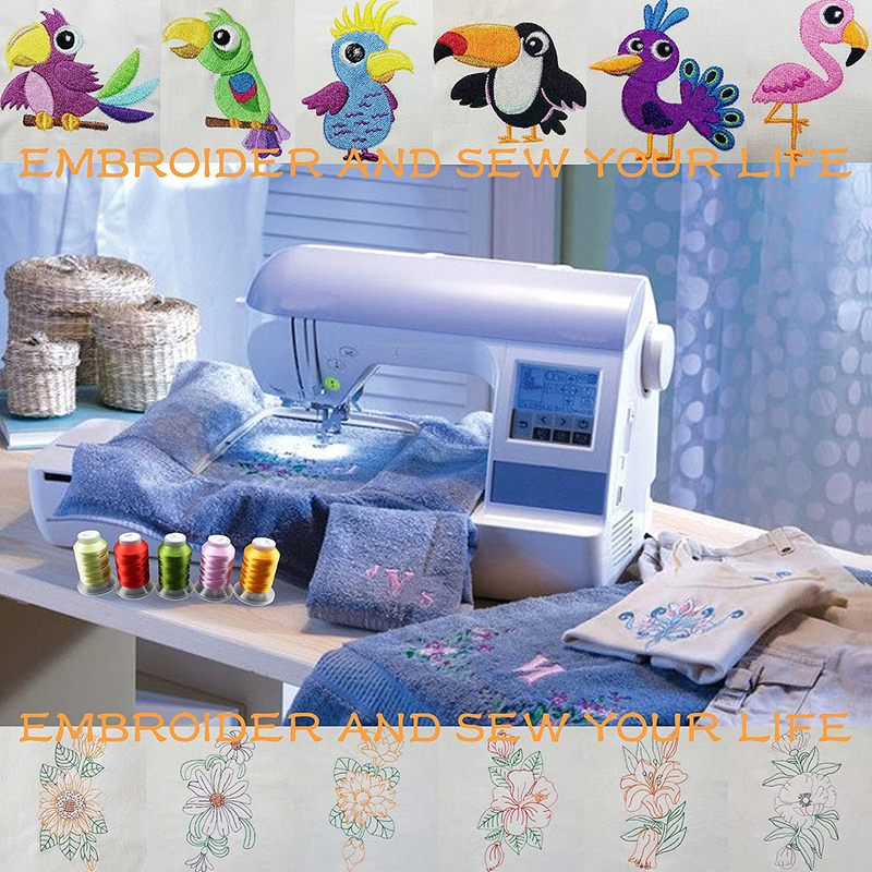 63 Colors Compatible with Brother Polyester Embroidery Machine Thread Kit 500M (