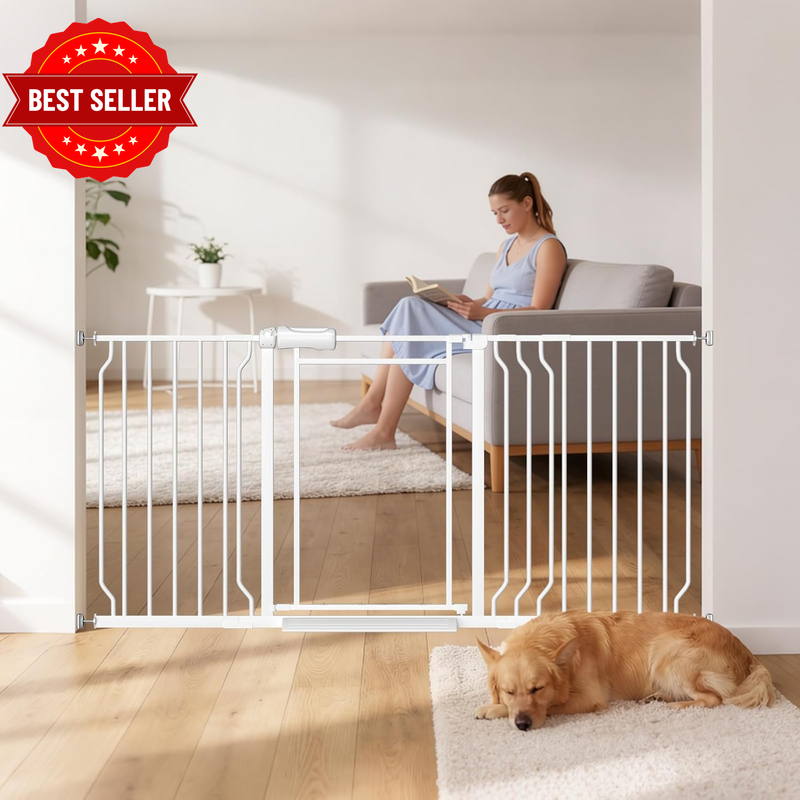 146-167Cm Wide Clear Acrylic Baby Gate 76Cm Tall Pet Gate White