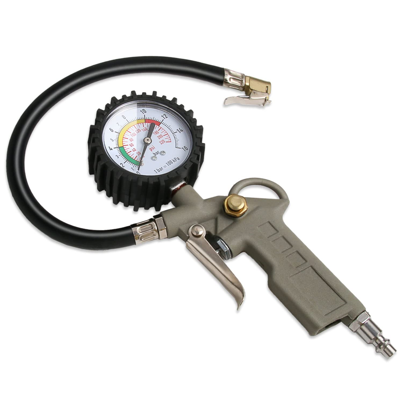 Inflador de neumáticos con manómetro, 0-220 PSI, dial de aire para rueda