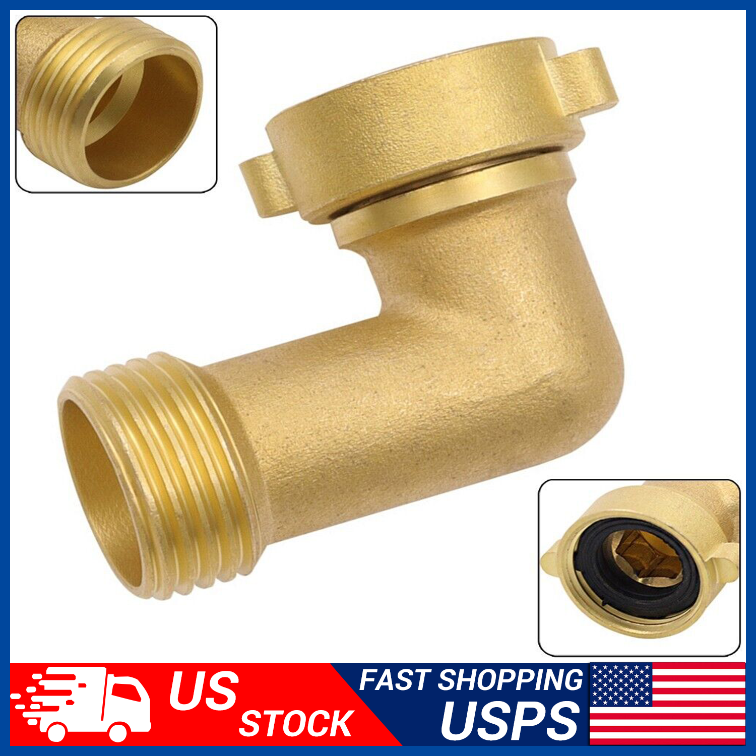 Elbow, Brass Garden Hose Elbow Connector 3/4 Inch