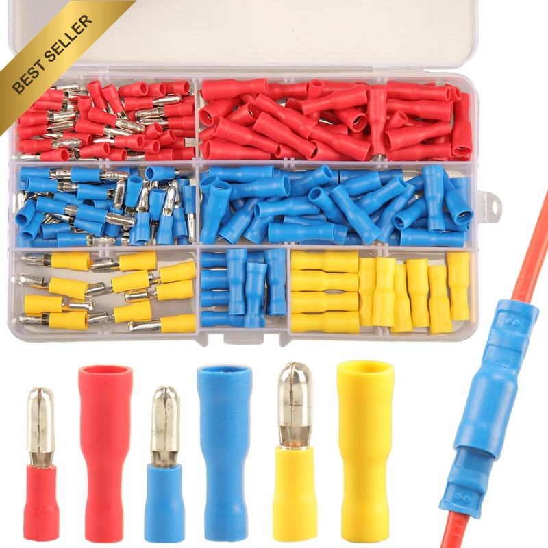 180Pcs Bullet Connectors Male and Female, Bullet Wire Terminals Crimp Terminal A