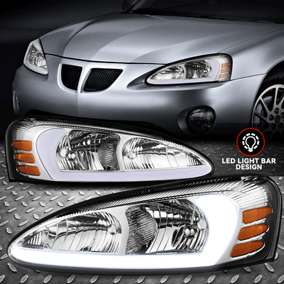 [3D LED DRL] Для 04-08 Pontiac Grand Prix Хромированный корпус, Янтарные угловые фары