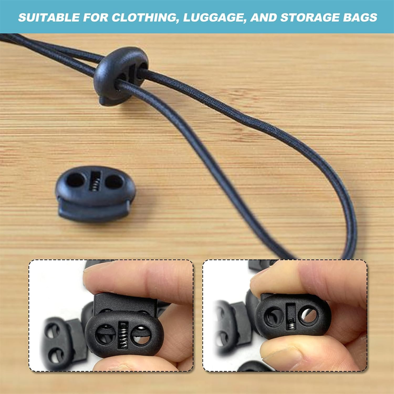 Cord Locks for Drawstrings, 50 Pcs Double Hole Spring Toggle Stoppers Cord Locks