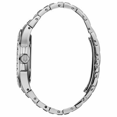 Pre-owned Bulova Phantom Quartz Swarovski Crystal Silver Pave Dial Men's Watch 96a236 -new In Silver Tone