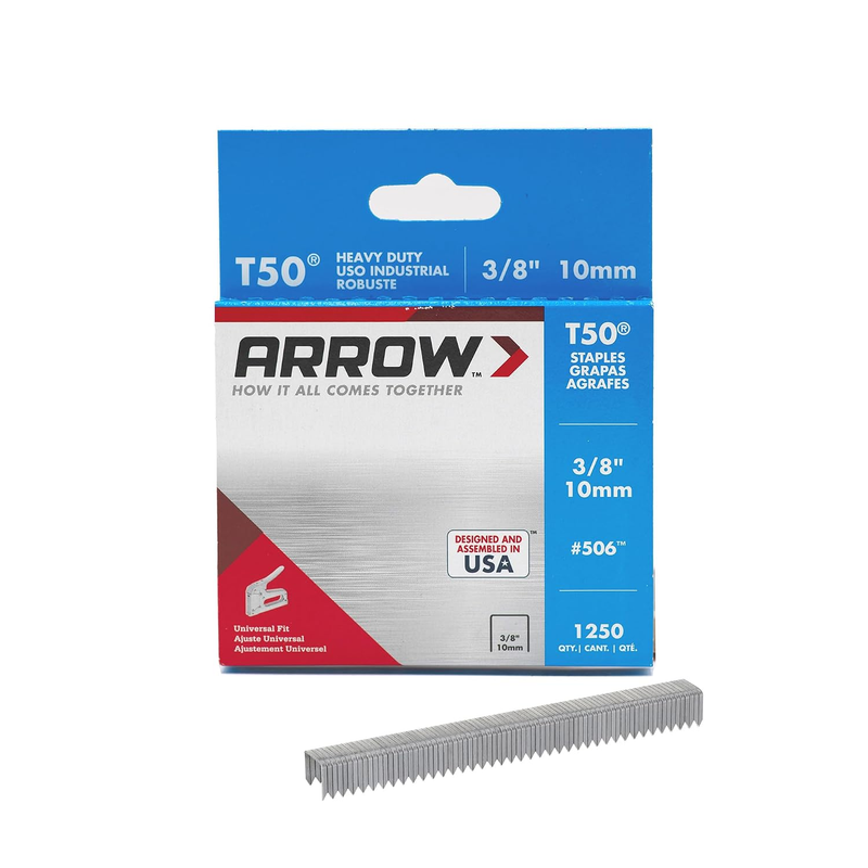 Arrow 506 T50 Heavy Duty Staples, 3/8-Inch Leg Length, 3/8-Inch Crown Width Stap