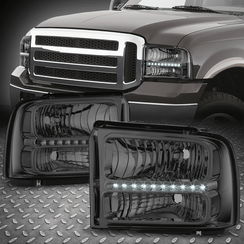 Для 05-07 Ford F250 F350 Super Duty Excursion Светодиодные фары DRL Дымчатые