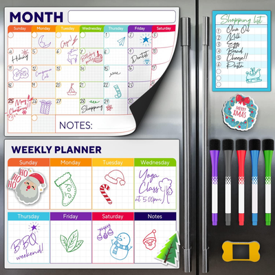 Magnetic Dry Erase Whiteboard Calendar for Fridge Set of 3 - Includes:  Monthly, | eBay