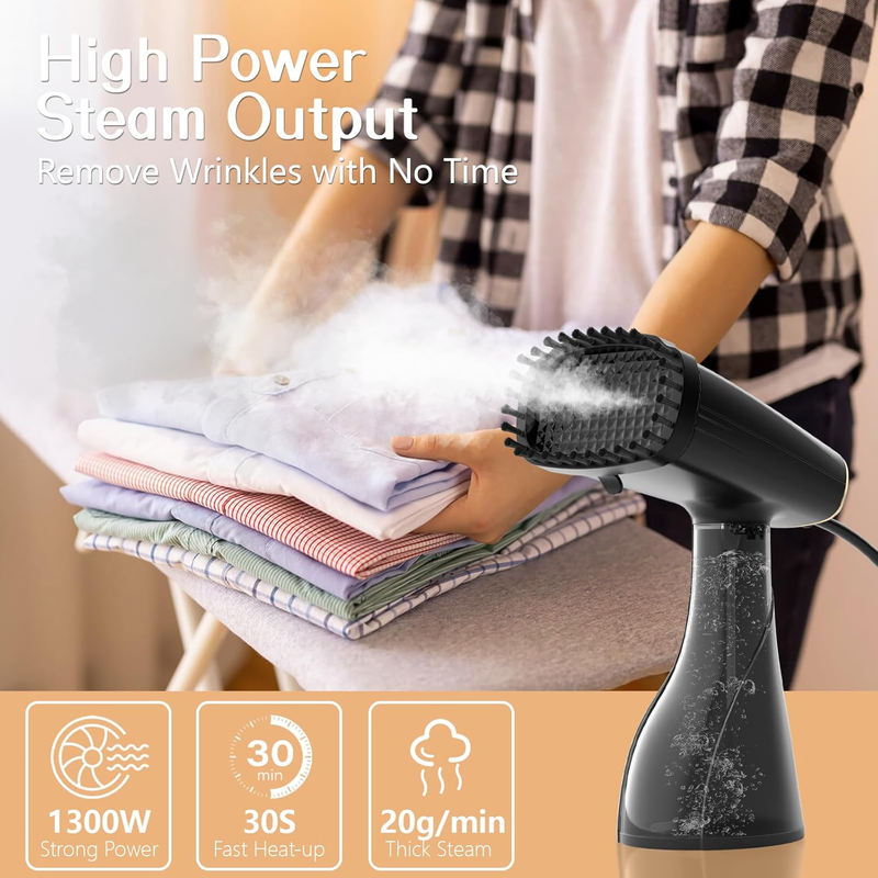 Steamer for Clothes, 1300W Handheld Garment Steamer Iron with Fabric Brush, 380m
