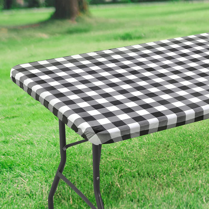 , Elastic Waterproof Fitted Vinyl Table Covers For 6