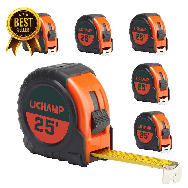 25 Ft Tape Measure 6 Pack Bulk Set Easy Read Retractable Measuring Tape with Fra