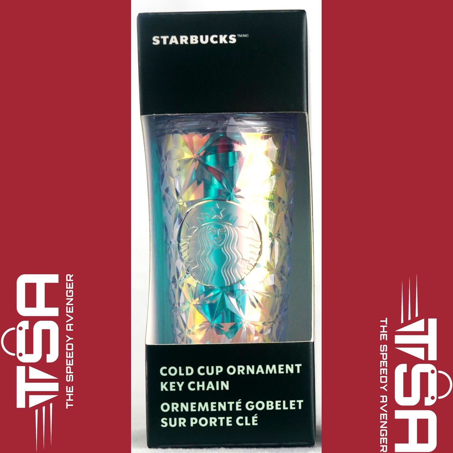 STARBUCKS CHRISTMAS ORNAMENT WINTER WHITE PRISM IRIDESCENT COLD CUP TUMBLER 2023