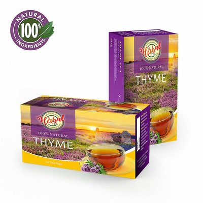 80 Teebeutel Bio Wild Thymian Kräuter (100%) 4 Boxen 2g Je Beutel