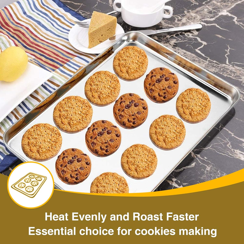 Baking Sheet with Rack Set (3 Pans + 3 Racks), Stainless Steel Baking Pan Cookie
