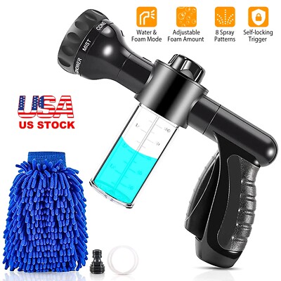 8 in1 Car Wash Brush Foam Gun Garden Hose Nozzle Foam Cannon Bottle Soap Sprayer