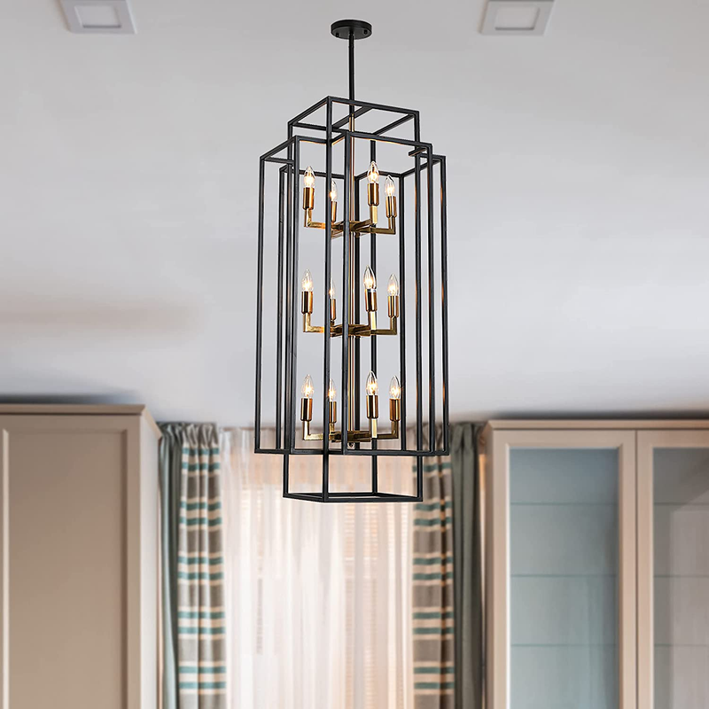 J and E Home 12-Light Lantern Tiered Pendant Light Fixtures,