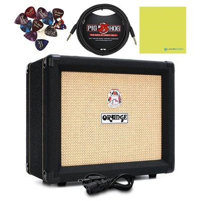 Orange Crush 20RT Black Guitar Combo Amplifier Bundle w/Pig Hog Instrument Ca...
