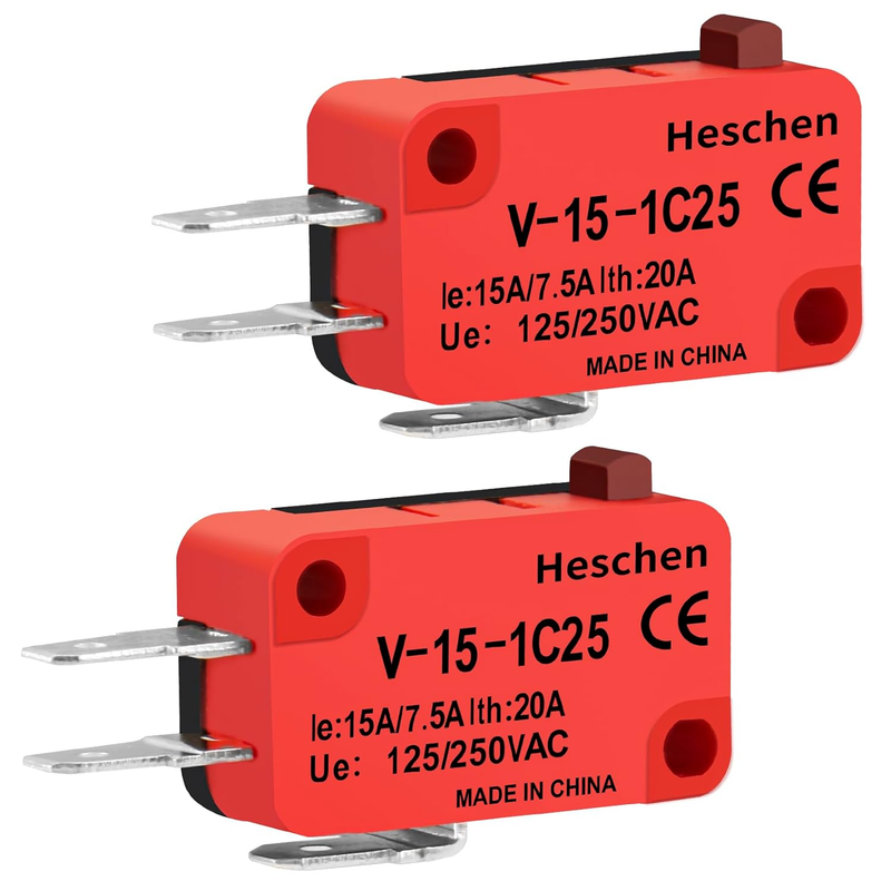 Heschen V-15-1C25 Micro Switch SPDT Button Type 20A 250VAC 2 Pack