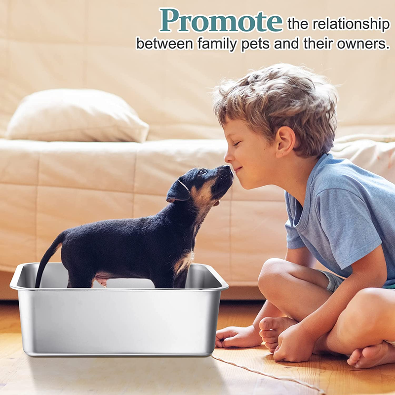 3 Pcs Stainless Steel Litter Box for Cat Large Metal Kitty Litter Pan Sturdy and