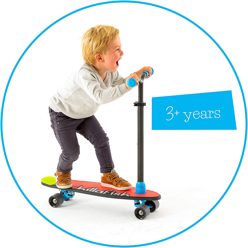 Skatieskootie Customizable Training Skateboard and Lean-To-Steer Scooter with De