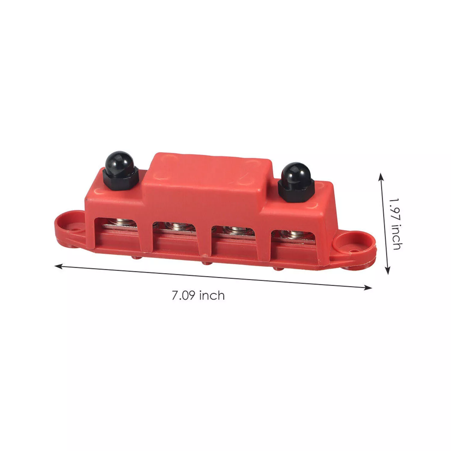 3/8" / 250A 4 Stud Busbar Bus Bar Power Distribution Terminal Block Red&Black US