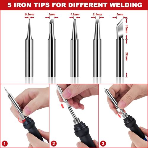 Adjustable Temp Electric Soldering Iron Kit 60W Welding Solder Gun Tools Station