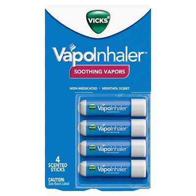 Vicks VapoInhaler Portable Nasal Inhaler Non-Medicated Soothing Vapors 4 Sticks