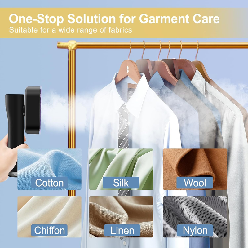 Travel Steamer for Clothes Handheld: 2-in-1 Portable Clothing Garment Steamer an
