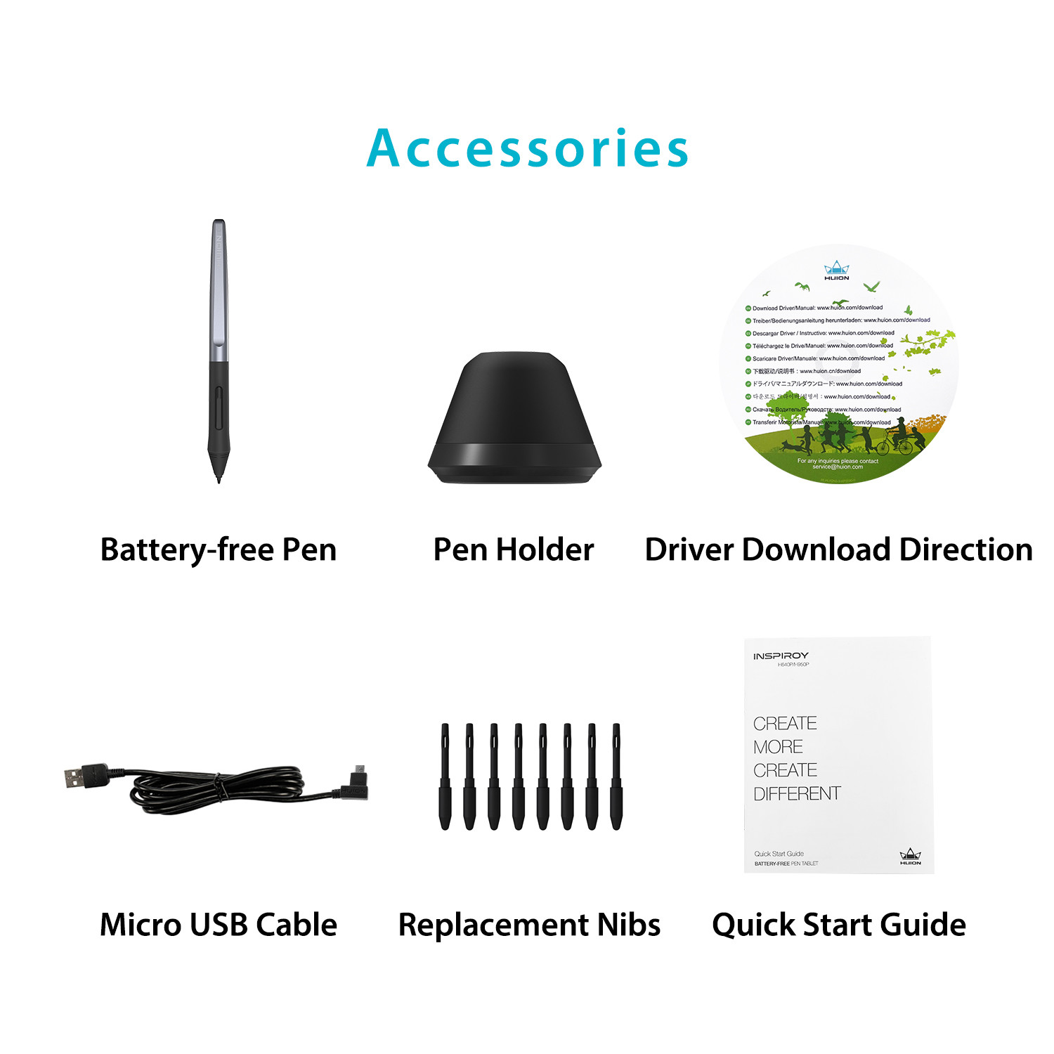 Buy 1，Get 1 Free!  Huion H640P Graphics drawing Tablet Battery free Stylus Pen