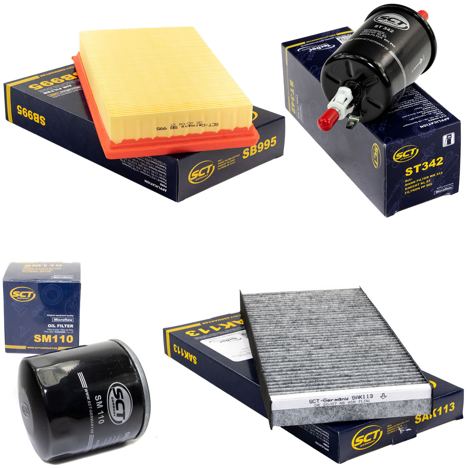 Kit de filtres SCT carburant, huile, air, intérieur pour Ford Focus 1.4 1.6 16V 