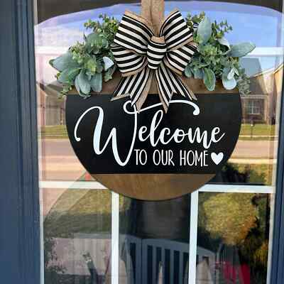 Welcome Sign Front Door Funny Hanger Rustic Farmhouse Wall Hanging Decor Scene
