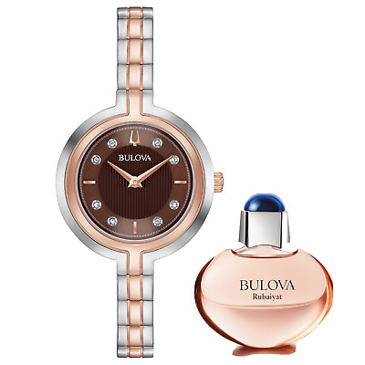 Bulova Rhapsody Women's Quartz Diamonds Watch with Perfume Box Set 30mm 98P194