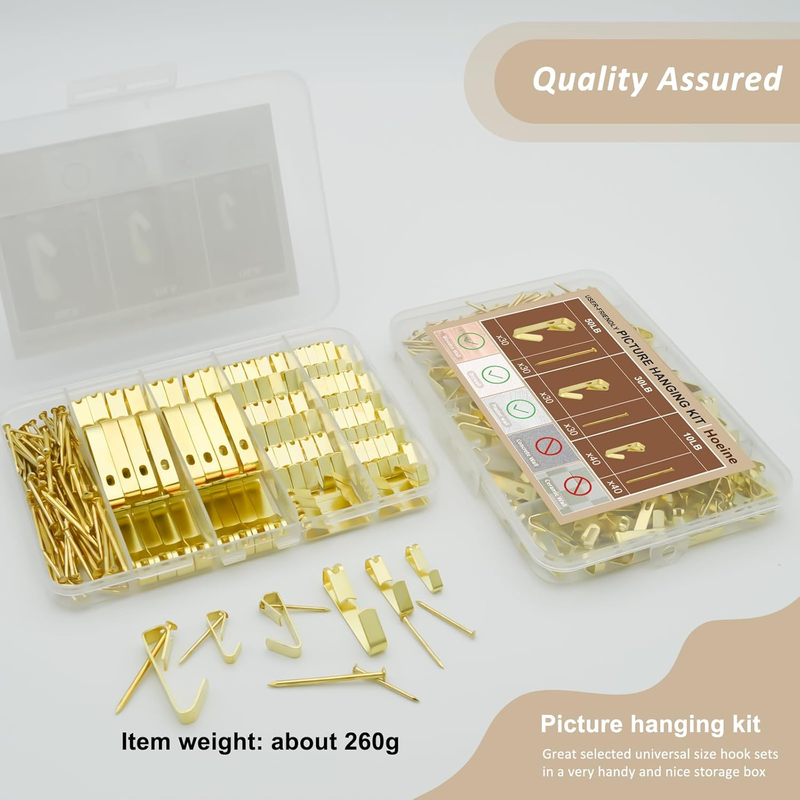 200 Pieces Picture Hangers, 3 Sizes Picture Hanging Kit Including 10lb/30lb/50lb