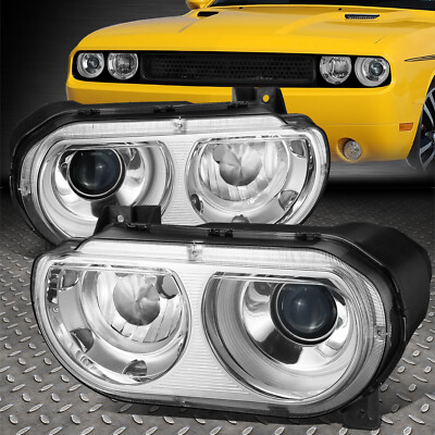 ДЛЯ 08-14 DODGE CHALLENGER ХРОМИРОВАННЫЙ КОРПУС HID ПРОЕКТОРА КОМПЛЕКТ ФАР ГОЛОВНОГО СВЕТА