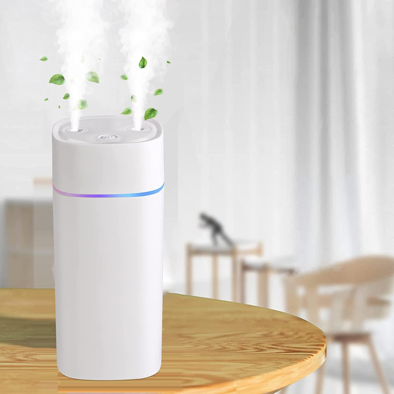 Double Spray Humidifiers For Bedroom, 600ml Mini Humidifier 