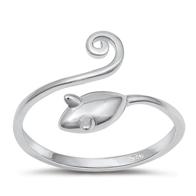 Mouse Wraparound Ring 925 Sterling Silver 12mm Size 4-10