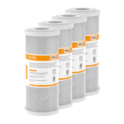 4 Pack 10''x4.5'' Carbon Block Water Filter charcoal for Big Blue Well Whole House
