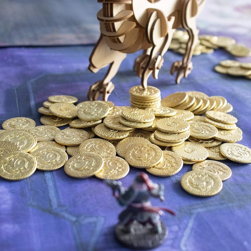 50 DND Coins Fantasy Coins & Leather Bag Metal Tokens Game Coins for Board Games