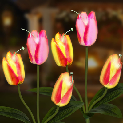 ,2 Pack Solar Tulips Lights Outdoor Garden Decor Warm