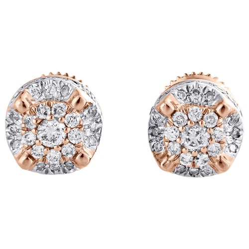 Pre-owned Jfl Diamonds & Timepieces 10k Rose Gold Genuine Diamond 4 Prong Studs 3d Raised 7.50mm Earrings 1/2 Ct. In White