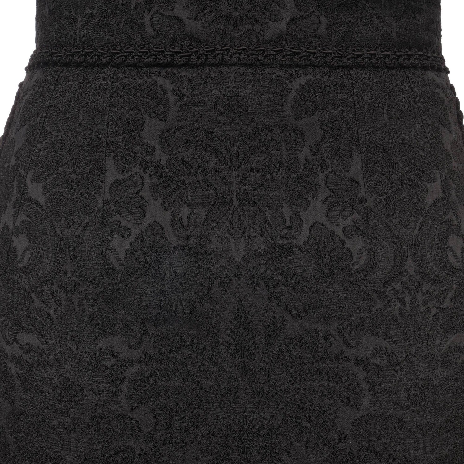 Pre-owned Dolce & Gabbana Baroque Jacquard Pencil Skirt With Lace Black It 38 Xs S 07081