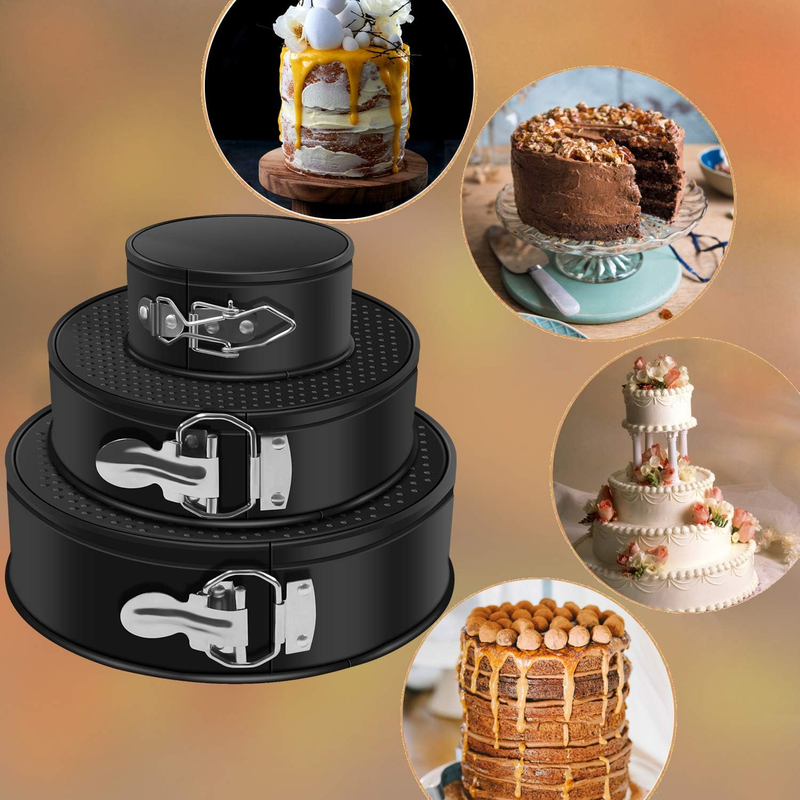 Springform Pan, Nonstick Leakproof 3 Pcs (4"/7"/9") Round Cake Pan for Baking Ch