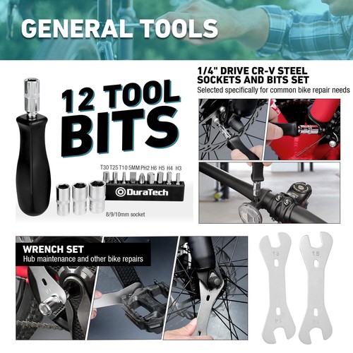 DURATECH 31PCS Bike Tool Kit Bicycle Tool Kit Bike Repair Tool Kit w/Storage Box