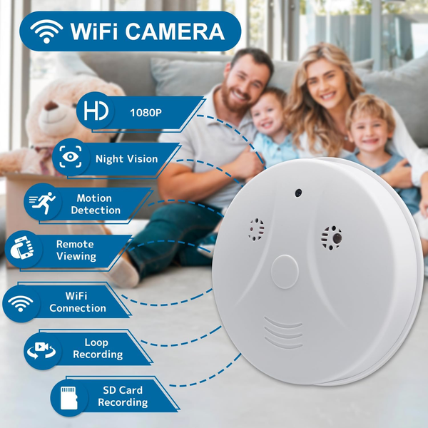 Security Camera Smoke Detector Camera 1080P Wifi Indoor Camera Hidden Camera wit - Image 3
