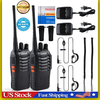 2 Pack Set Long Range Walkie Talkie 50 Mile Two Way Radio Charge Waterproof Best